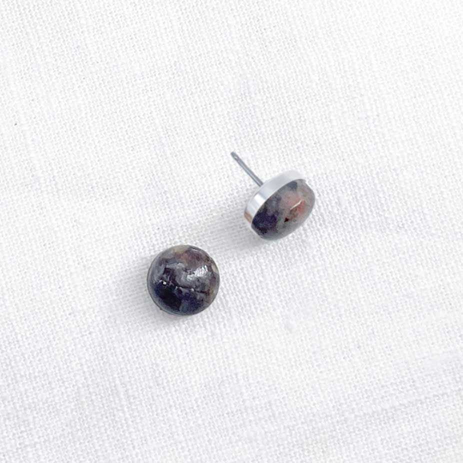 Small Confluence Earrings - Black Mafic Granite