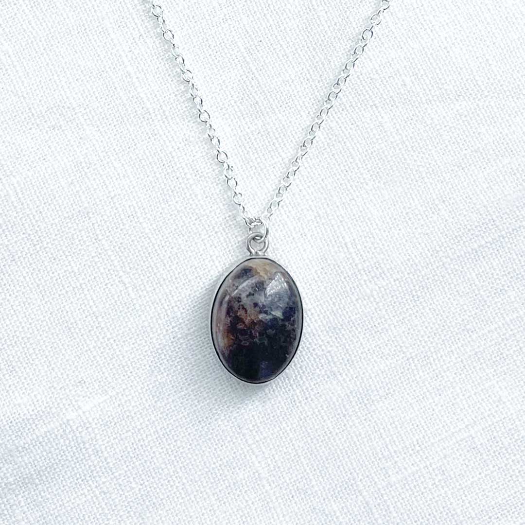 Small Lodestar Necklace - Black Mafic Granite