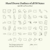Hand drawn state outline engraving designs.
