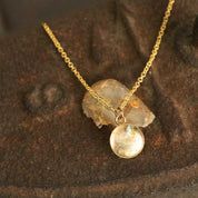 Dainty Compass Necklace with Your Stone | Gold