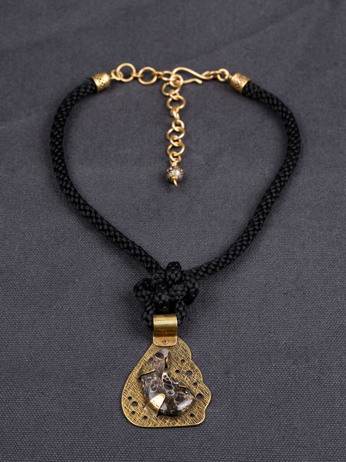 Turritella Agate with Brass Findings Necklace