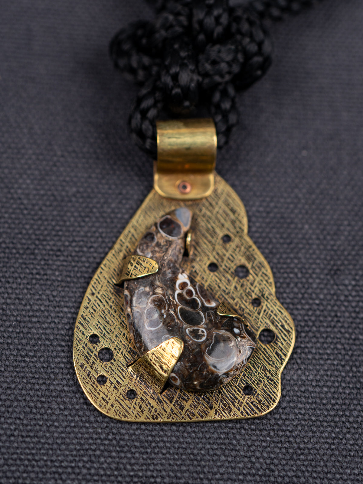 Turritella Agate with Brass Findings Necklace
