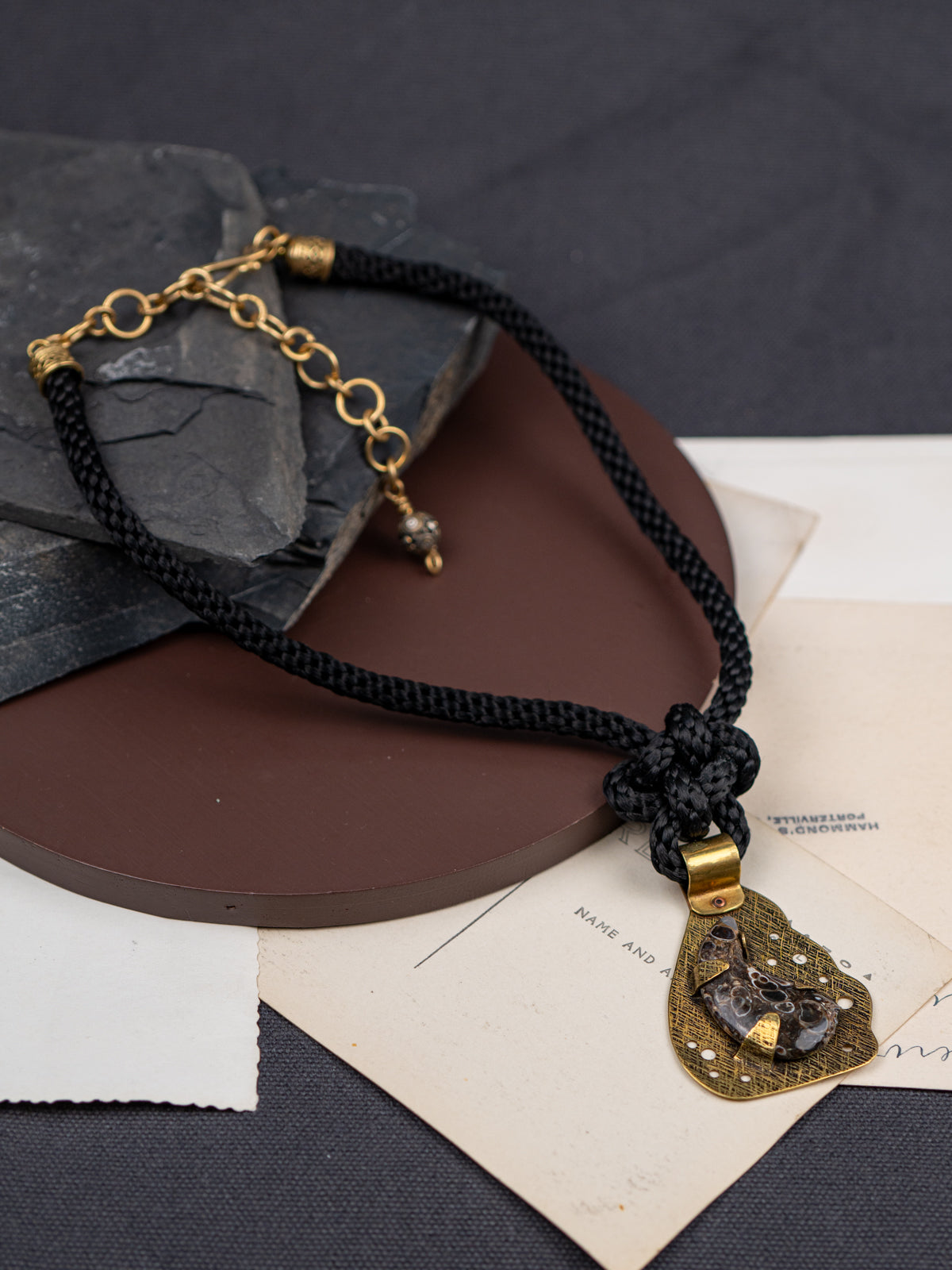 Turritella Agate with Brass Findings Necklace