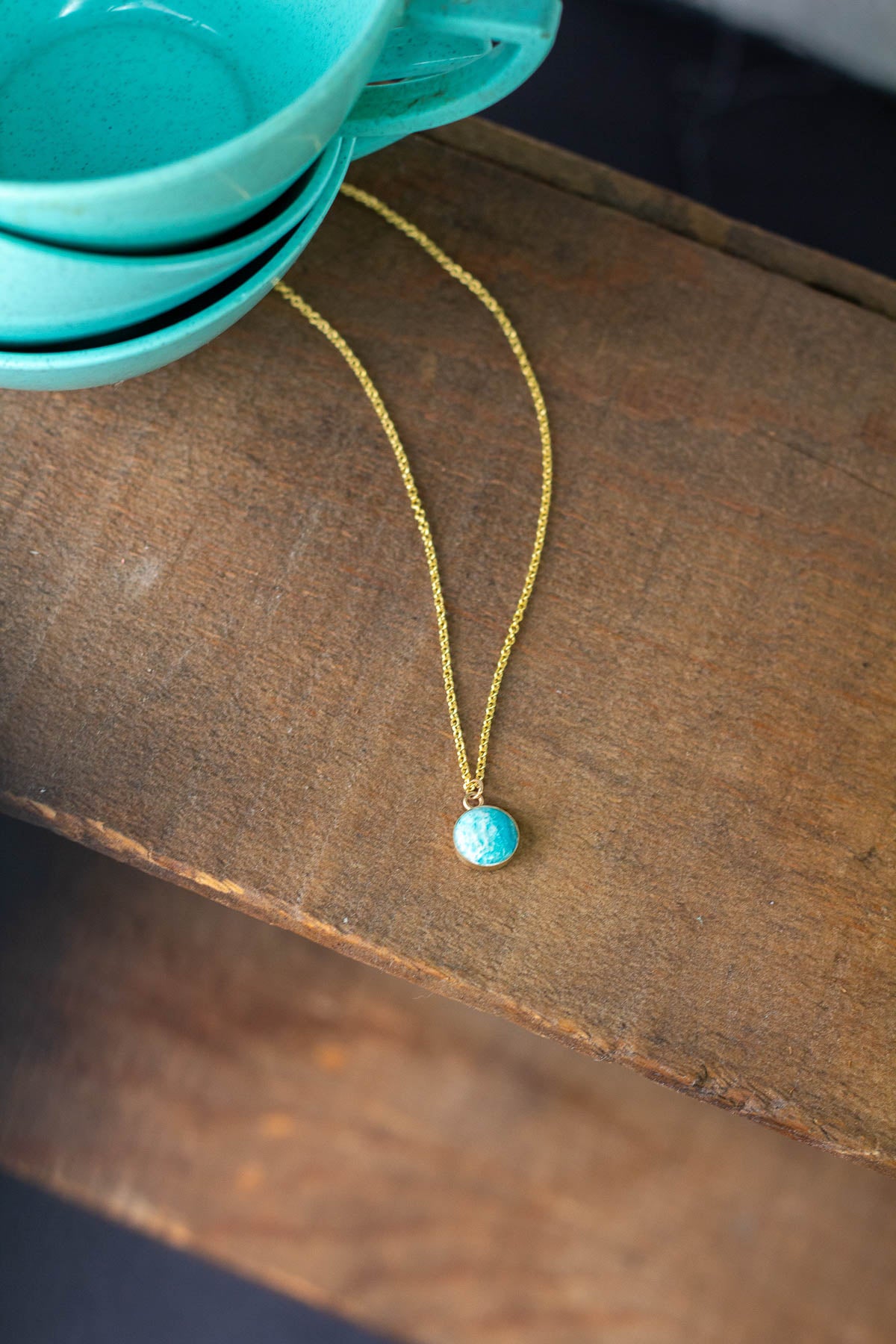 Mini Compass Necklace with Your Stone | Gold
