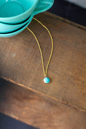 Mini Compass Necklace with Your Stone | Gold