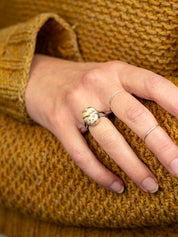 Sterling Silver Double Shank Ring with Zebra Stone